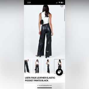Lista faux leather elastic pocket pants